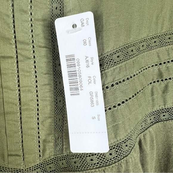 J.CREW Olive Green Detailed Puff Sleeve Cotton Blouse - Picture 4 of 6